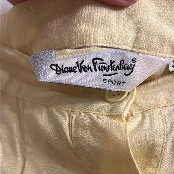 Diane Von Furstenberg Sport Butter Yellow A-Line Midi Button Down Skirt Size 12 - Picture 2 of 9